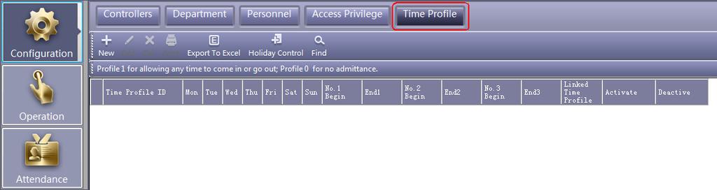 Click New to add new Time Profile