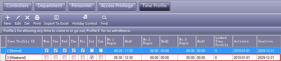 If you need to work on Saturday, First write 3 in Time Profile ID, Then the Time Profile ID 2