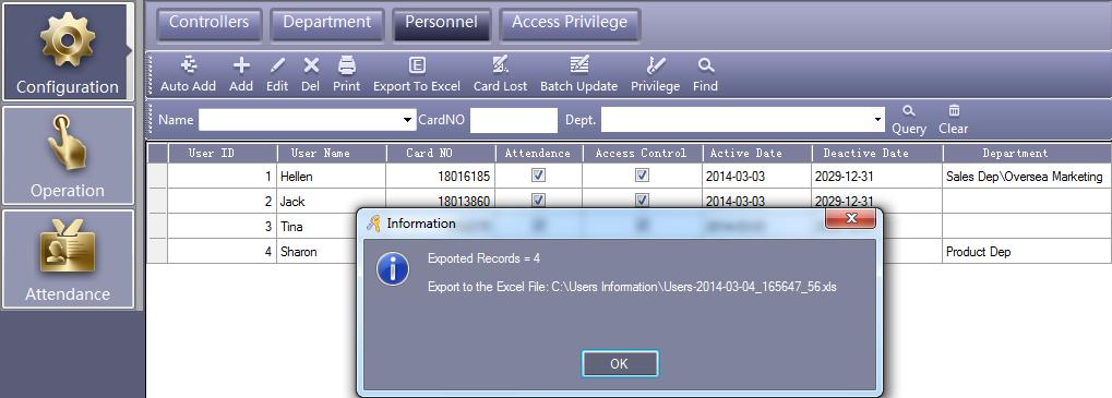First Export To Excel, Open the document, then export the new users information to