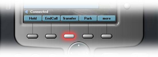 [Transfers] [Transfer a Call] During a call, press the Transfer soft key - this automatically puts the call on hold Dial the number or extension to which you want to transfer the call When it rings