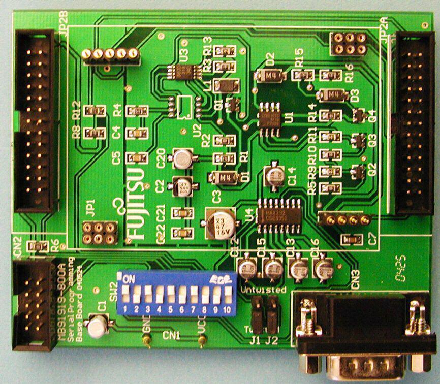 Chapter 2 Tools Overview 2.2 Serial Programming Base Board MB91919-800A The MB91919-800A Serial Programming Base Board is needed for the external serial programming of several 8L devices.