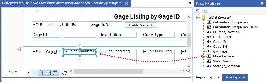 field in the Data Explorer, and drag and drop it in the location of