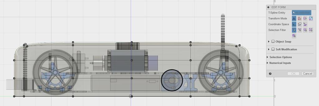 Sculpt the Form with Edit Form Tool As mentioned earlier, each car design may be slightly different based on where components have been place.