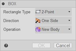Selecting a shape from the CREATE tab of the toolbar will begin the process of creating the first form, called a T-Spline body.