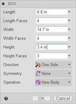 After doing so, the form should have a slightly more rectangular shape. Click OK in the dialog box to complete the creation of the Box T-Spline form.