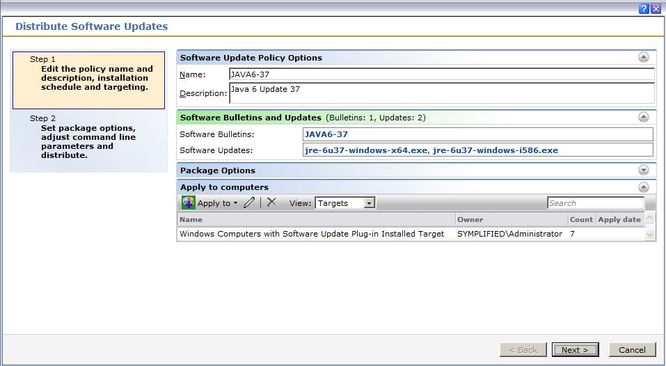 14. Verify that the bulletin previously selected is listed in the Name and Software Bulletins fields. 15.