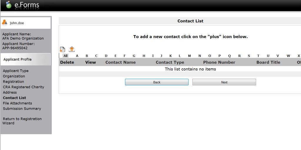 Figure 9 Contact List page 16.
