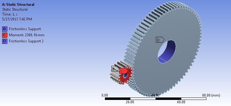 In this work 20 CR5 ( Case Hardened Steel ) is used for analysis. ANSYS version 14.0 software is used for analysis. The gear tooth is meshed in 3-D solid 186 with fine mesh.