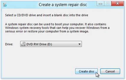 If you did not insert a CD or DVD, you will see the "System repair