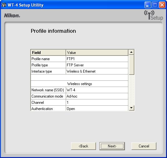 5: Copy the Network Profile to the Camera 5-11 Confirm that settings are correct and click Next.