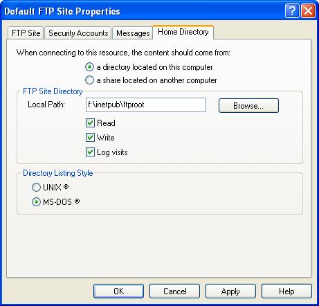 3: Create an ftp Server 3-4 Open the Security Accounts tab and select Allow anonymous connections.