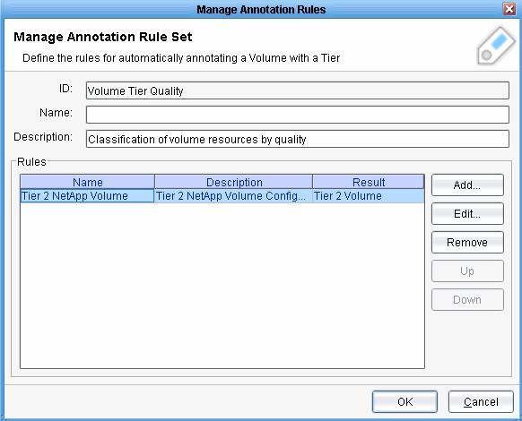 In the Annotation Rules view, select a rule set for the type of device for which you want to set the tier and click Edit.