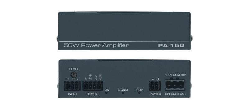 tablet Seamless integration with any device in the room Optional wired BYOD interface PA-150 50W small form-factor, high-performance 70V/100V power amplifier for balanced mono inputs