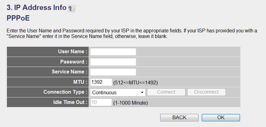 2-4-3 Setup procedure for PPPoE xdsl: Click on PPPoE xdsl on the WAN Type Screen. Below given screen will be displayed.