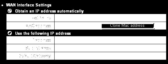 Interface Settings : Please select the type of how you obtain IP address from your service