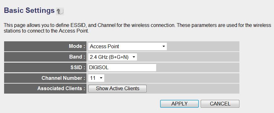 2-8-1 Basic Wireless Settings Please click Basic Settings, and the following message will be displayed on your web browser: This wireless router can work in 6 modes: a.