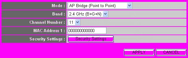 2-8-1-3 Setup procedure for AP Bridge (Point to Point) DG-BR1000Nu User Manual In this mode, you can connect your wireless router with another, to combine two access points and expand the scope of