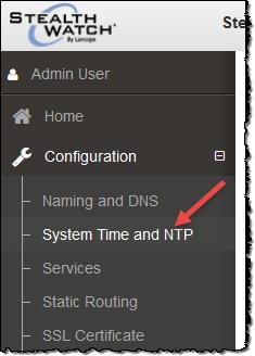 1. On the Appliance Admin interface navigation pane, click the plus sign (+) beside Configuration and then click System Time