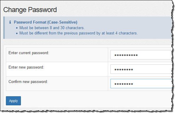 You also may use the following special characters: $.~!@#%_=?:,{}() Type the new password. Type the new password again to confirm it.