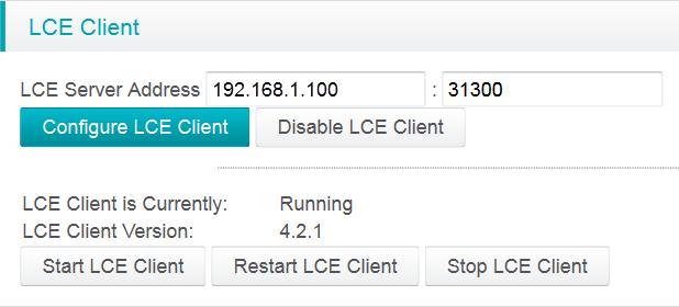 As shown in the LCE Client example above, once a client is enabled other options are displayed. These options are the same except for the names for each of the available LCE clients.