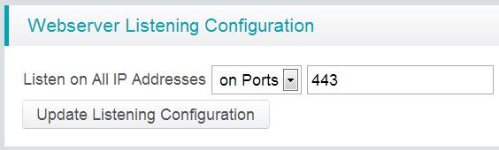 Web Server Listening Configuration SecurityCenter s web server may be configured to listen on ports other than the HTTPS default of 443 if desired.