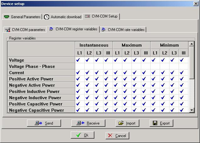 CMV-COM internal configuration screen (CVM-COM register variables) In this dialog box you can also find four buttons to do different actions.