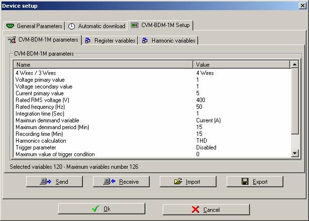CVM-BDM-1M internal configuration screen (CVM-BDM-1M parameters) Inside CVM-BDM-1M configuration you can find three other folders: CVM-BDM- 1M Parameters, CVM-BDM-1M register variables and CVM-BDM-1M