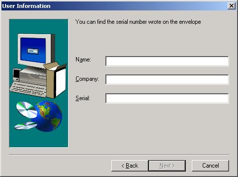 Application registry screen Note that "Next" option is not enabled until serial number is introduced.