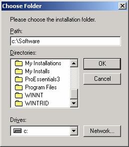 (This dialog box will appear after choosing complete installation too) Installation folder selection dialog screen The installation