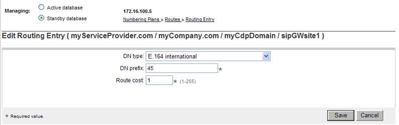 Manage a Routing Entry 241 5 Click the Routing Entries tab. 6 Click Search.