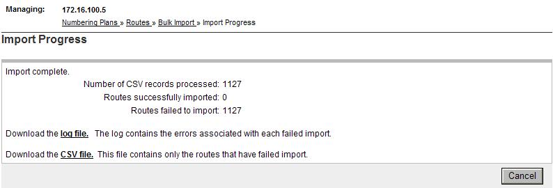 260 Configure and manage the Network Routing Service Figure 130 Bulk Import Results with errors web page ATTENTION The existing routing entries and default routes in the Standby database will be