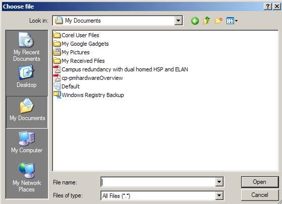 Restore the NRS database 293 Figure 156 Choose file dialog window 4 Select the backup file, and click Open. The File name text box auto-fills with the path and filename of the backup file.