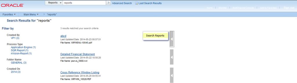 Working with Search Reports Chapter 6 You can filter the search based on: Created By (User) Click the user link to filter the search based on user.