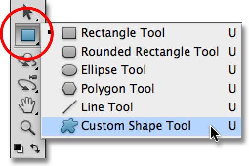 Step 2: Select The Custom Shape Tool Select the Custom Shape Tool from Photoshop s Tools panel.