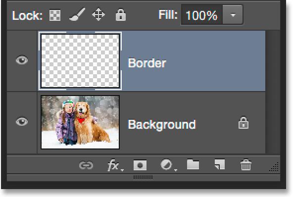 Name the new layer Border, then click OK: Naming the new layer Border.