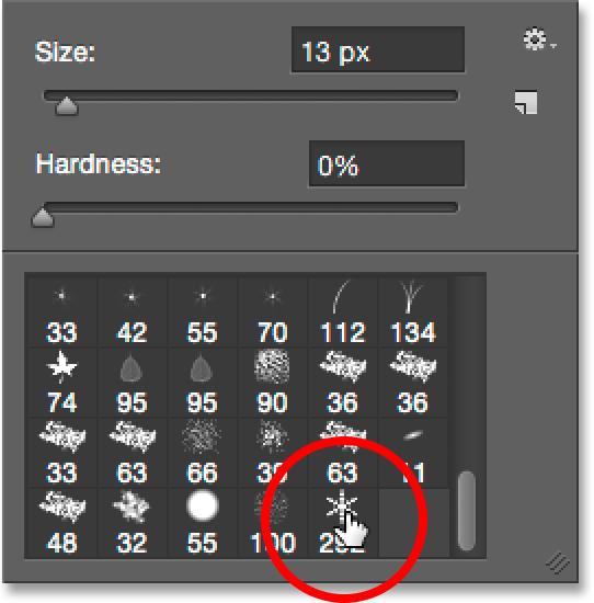 Options Bar along the top of the screen to open the Brush Preset Picker: Clicking the brush preview thumbnail in the
