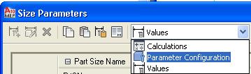 2. Under the Size Parameters dialog, change from the Values editing tool to the