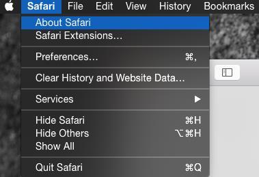 1 Select Safari from the Safari menu.