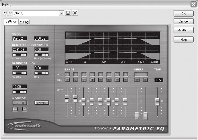 1-59863-307-4_APP B_556_10/31/06 Appendix B} Producing for Multimedia and the Web Figure B.4 Use the FxEq function to equalize your audio in a single process. 9.