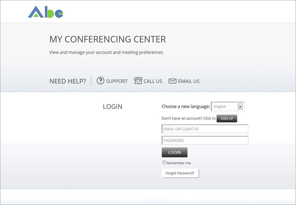 If your provider has granted permission to manage branding, use the Edit Site Branding Links tab to customize My Conferencing Center: Sign-up Link Behavior configure the SIGN UP button on the Login
