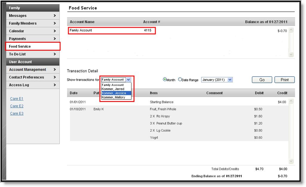 Image 3: Family Food Service Accounts Students within a household may share one family account number.