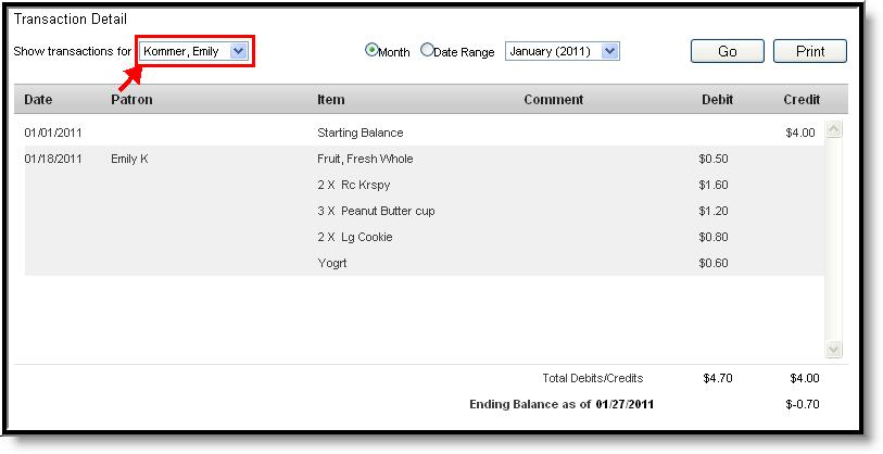 Print Clicking on the Print button will generate a PDF of transaction data, based on the criteria currently displayed in the Transaction Detail area.