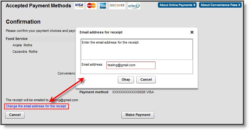 Enter the correct email address within the Email address field and select Okay when finished.