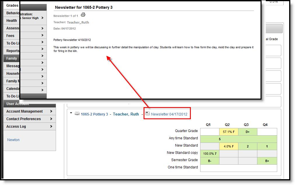 Image 5: Teacher Newsletter Display Features on this tab require settings to be