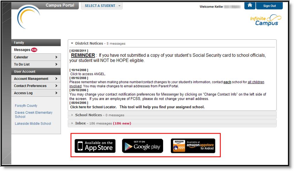 Image 3: Mobile Portal Download options Security Features The Campus Portal incorporates the highest level of security.