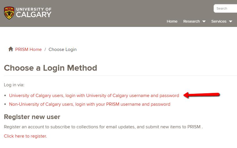 Submitting your thesis can be done through your account in PRISM: University of Calgary Digital