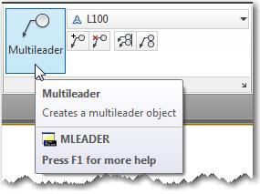 Leaders Panel (Multileaders) Multileaders, leaders with attached MTEXT box, can be added to drawings from the Leaders panel.