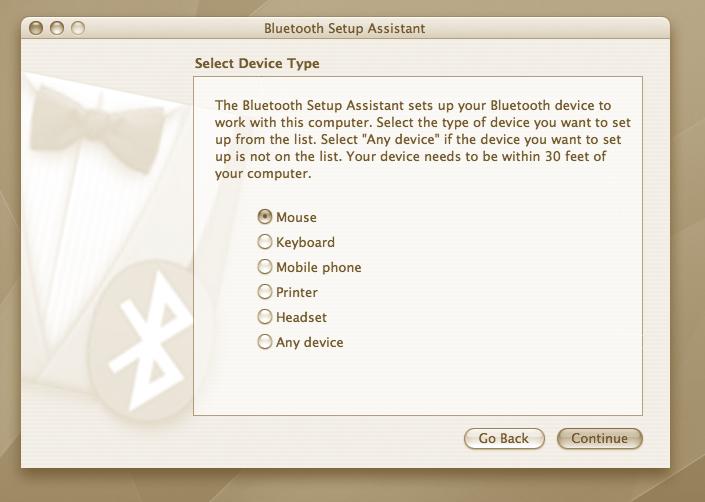 2. Scroll down the list and select Set up Bluetooth Device... 4.