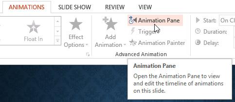 2. The Animation Pane will open on the right side of the window.
