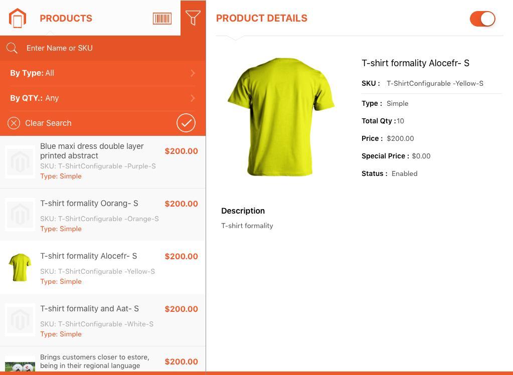 Step 3: Products Management Displays product list and product details.
